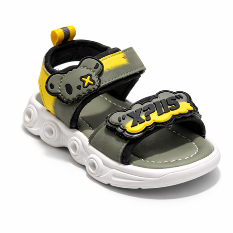 Futuristic Olive & Yellow Sandals for Baby Boys