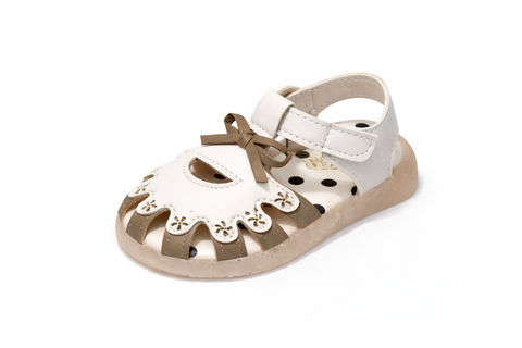 Premium Soft-Sole Cream Sandals for Baby Girls